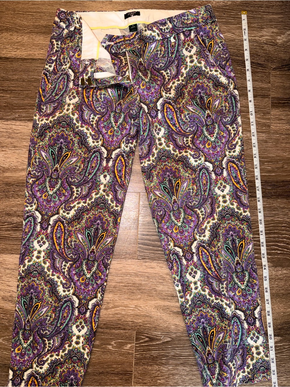 J. Crew Purple Paisley Cropped Pants